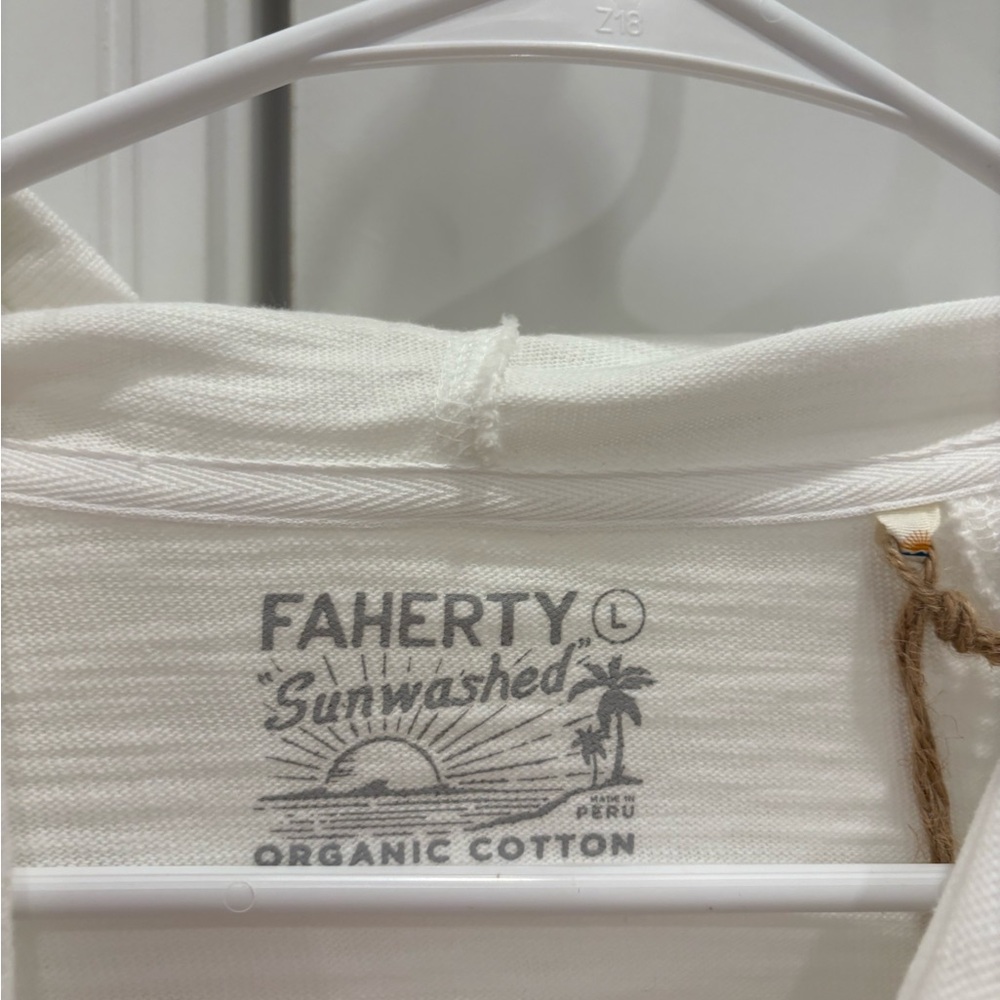 NWT Faherty Sun washed Midweight Organic Hoodie in White - Picture 4 of 9